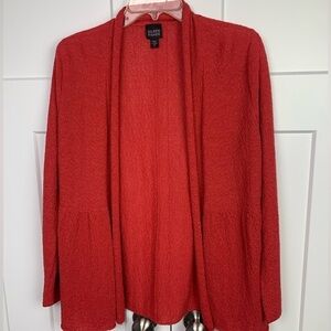 Eileen Fisher MEDIUM Cardigan Sweater Orange Wool Long Sleeve